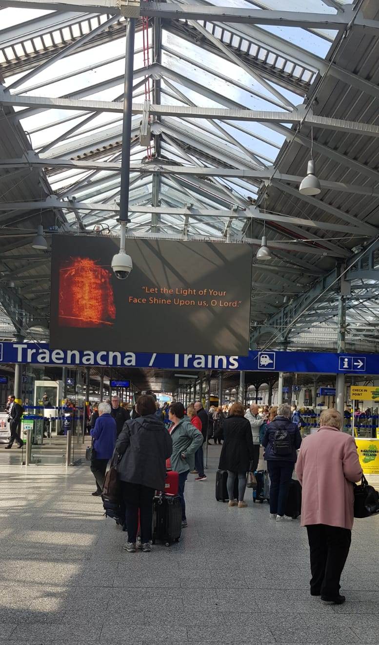 Holy Face of Jesus displayed in Ireland busiest train station - Heuston Station, Dublin