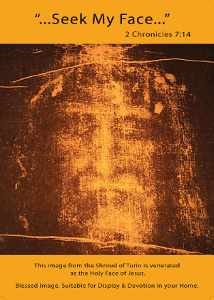 Holy Face of Jesus displayed on a postcard