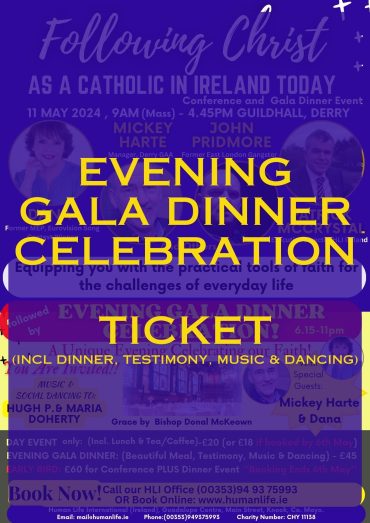 EVENING GALA DINNER CELEBRATION TICKET £45/€52